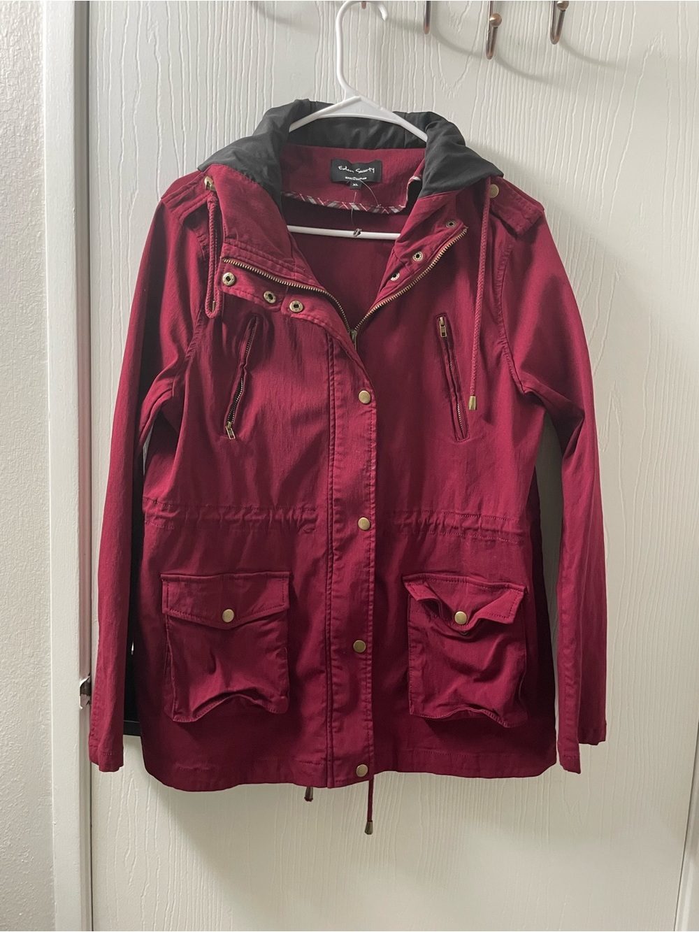 NWOT Eden Society Women's Hooded Utility Jacket in Burgundy